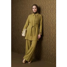 Armine Trend File Detaylı Pantolonlu Ikili Takım Yağ Yeşili 26YT6133