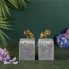 Miarik Design Dekoratif Grı Mermer Aksesuar Detaylı Kare Baharatlık, Kutu