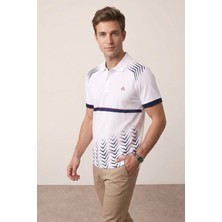 Tommy Crosse Erkek Regular Çizgi Detaylı %100 Pamuklu Polo Yaka Tshirt