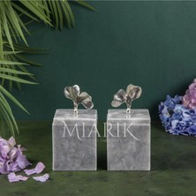 Miarik Design Dekoratif Grı Mermer Aksesuar Detaylı Kare Baharatlık, Kutu