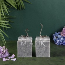 Miarik Design Dekoratif Grı Mermer Aksesuar Detaylı Kare Baharatlık, Kutu
