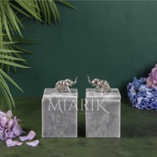 Miarik Design Dekoratif Grı Mermer Aksesuar Detaylı Kare Baharatlık, Kutu