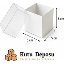 Kutu Deposu 5X5X5 cm Asetat Kapaklı Takı Kutusu-Beyaz (Demonte) (50 Adet)