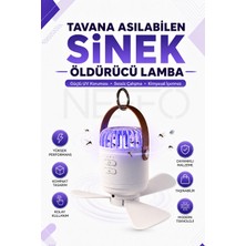 Neffo Tavana Asılabilir Sinek Öldürücü Lamba Fanlı Uv Sivrisinek Kovucu LED Işıklı Şarjlı Taşınabilir Sessiz Kamp Lambası