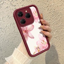 HONTINGA Tecno Spark 20 Pro ile Uyumlu Kılıf Kamera Koruyucu Basitlik Anti Düşme Kamera Çiçekli Kelebek Bordo Desen Yumuşak Silikon Couple Telefon Kılıfı Kadın ve Erkek Için Uygundur K2-7412