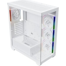 Gamebooster GB-XMC02 Nyvra Falcon 750W 80+ Bronze Atx Apfc 3.1 Pcı-E 5.1 4*argb Pwm Fan Atx Tower Seavıew Gamıng Beyaz Kasa