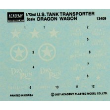 Academy 13409 1/72 Ölçek, Amerikan Tank Taşıyıcı (Dragon Wagon), Plastik Model Kiti