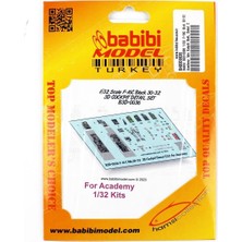 Babibi BD3-0036 1/32 Ölçek, F-16C Blok 30-32 Academy Için Kokpit Seti, Dekal Çıkartma