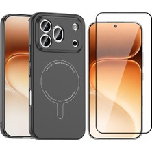Vendas Honor 600 Pro 5g Kılıf M-Safe Şarj Özellikli Kamera Korumalı Zore Elio Sert Pc Kapak + Cam Ekran Koruyucu