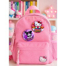 Fynbos 44 mm Hello Kitty Kuromi Rozet Seti Çanta Rozeti Kawaii Çocuk Rozeti 2'li Metal Rozet