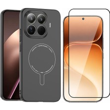 Vendas Xiaomi 15T Pro Kılıf M-Safe Şarj Özellikli Kamera Korumalı Zore Elio Sert Pc Kapak + Cam Ekran Koruyucu