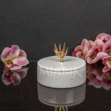 Miarik Design Dekoratif Mermer Pirinç Kulplu Dekoratif Kutu