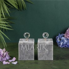 Miarik Design Dekoratif Grı Mermer Aksesuar Detaylı Kare Baharatlık, Kutu