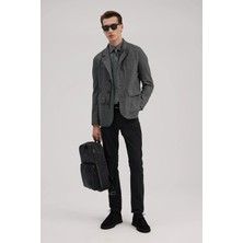 Jakamen Gri Slim Fit Hakim Yaka Patlı Ceket