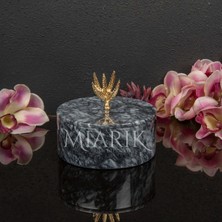 Miarik Design Dekoratif Mermer Pirinç Kulplu Dekoratif Kutu