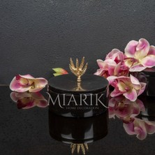 Miarik Design Dekoratif Mermer Pirinç Kulplu Dekoratif Kutu