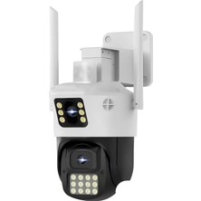O-KAM-6015 Smart Güvenlik Kamerası 2 Lens Çakarlı Wi-Fi Ptz
