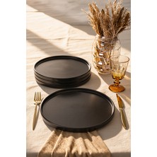 Keramika Mat Siyah Stackable Servis Tabağı 27 cm 4 Adet