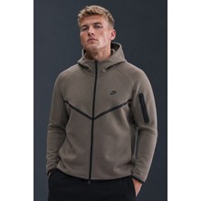 Nike Tech Fleece Full Zip Windrunner Hoodie Kapüşonlu Unisex Sweatshirt Kahverengi