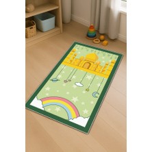 Viva Home Açık Yeşil Cami Temalı Unisex Çocuk Seccadesi CS31