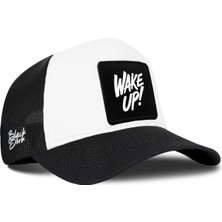 Wake Up Logolu Siyah-Beyaz Trucker Şapka