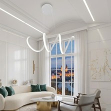 TT052-BY Tt Aydınlatma Kıvrım Model Mat Beyaz Ledli Avize