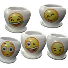 Empressco Desenli Saksı Emoji Saksı Sukulent Saksı Saksı Çeşitleri 5 Adet