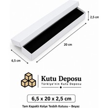 Kutu Deposu 6,5X20X2,5 cm Tam Kapaklı Kolye ve Tesbih Kutusu - Beyaz (Demonte) (50 Adet)