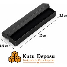 Kutu Deposu 6,5X20X2,5 cm Tam Kapaklı Kolye ve Tesbih Kutusu - Siyah (Demonte) (50 Adet)