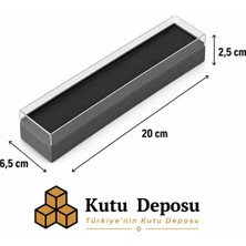 Kutu Deposu 6,5X20X2,5 cm Asetat Kapaklı Tespih ve Takı Kutusu-Siyah (Demonte) (50 Adet)
