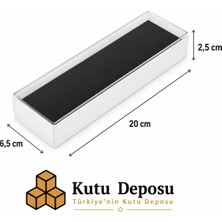 Kutu Deposu 6,5X20X2,5 cm Asetat Kapaklı Tespih ve Takı Kutusu-Beyaz (Demonte) (50 Adet)