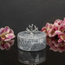 Miarik Design Dekoratif Mermer Pirinç Kulplu Dekoratif Kutu
