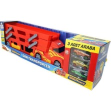 King Toys Kırmızı Arabalı Üç Katlı Tır 3 Adet Araba İçeren Eğlenceli Oyuncak Araç