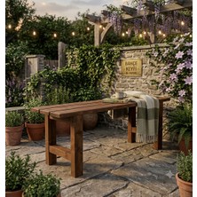 Iahşap 30X100 cm Masif Ahşap Bank - Fırınlanmış Çam, Ceviz Renk, El Işçiliği
