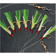 Fladen Fish Skin Tüy Çapari 7 Köstek No 6 Altın Renk İğneli 6 Parça Balıkçılık Malzemesi