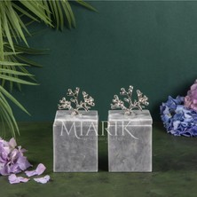 Miarik Design Dekoratif Grı Mermer Aksesuar Detaylı Kare Baharatlık, Kutu