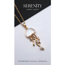 Serenity Opal Zirkon Taşlı Deniz Anası Figür Çelik Kolye2