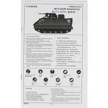 Trumpeter 07237 1/72 Ölçek, M113ACAV Zırhlı Personel Taşıyıocı, Plastik Model Kiti