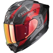 Scorpion EXO-1500 Carbon Air Platted Kapalı Motosiklet Kaskı Siyah  Kırmızı
