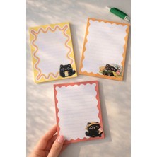 Mikasso 3'lü Kedi Notepad 10X14 cm – 50 Yaprak Not Kağıdı, Bloknot, To Do List, Memopad Küp Not Kağıdı