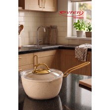 EVREN MUTFAK 16 cm Cream(Krem) Ezme Seri Kapaklı Sütlük Sosluk 1,3 Lt