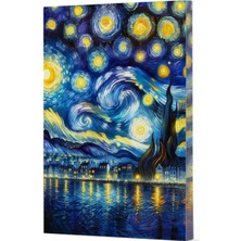 Aknca Van Gogh 7 - Yıldızlı Gece Çizgili Yan Boyamalı Defter