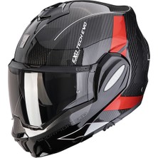 Scorpion Exo-Tech Evo Carbon Cad Çene Açılabilir Motosiklet Kaskı Siyah  Kırmızı