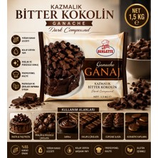 Katsan Ovalette Ganache Kazmalık Bitter Kokolin 1,5 kg | Pasta Süsleme, Ganaj ve Tatlı Dekor Çikolatası