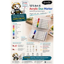 KarmaOfis 12’li Art-X Acrylic Duo Marker Akrilik Çift Uçlu Markör Kalem Seti Taşıma Çantalı
