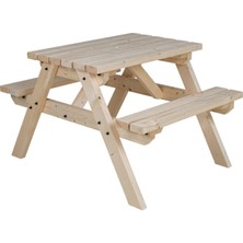 Iahşap 70 cm Küçük Boy Fırınlanmış Emprenyeli Ahşap Piknik Masası - 2 Kişilik Ba