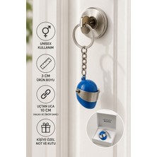 Herşey Nota Mavi Kask Figürlü Anahtarlık Unisex Metal Anahtarlık