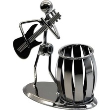 Keyfim Shop Metal Gitarist Kalemlik & Masaüstü Dekoratif Müzisyen Figürü – Şık Metal Tasarım