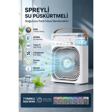 Atlt Atlantis Spreyli Su Püskürtmeli Y Gözlü 3 Kademeli Soğutucu Fan Hava Nemlendirici Renkli Rgb 7 Renk Modu Zaman Ayarlı Masa Üstü Kullanım Taşınabilir Ev Ofis Gece Lambası