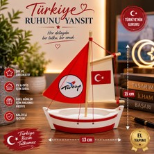 Seymen Bıçakçılık El Yapımı Dekoratif Yelkenli Gemi | Ahşap Masaüstü Süsü | Ev ve Ofis Dekoru | 15X13 cm